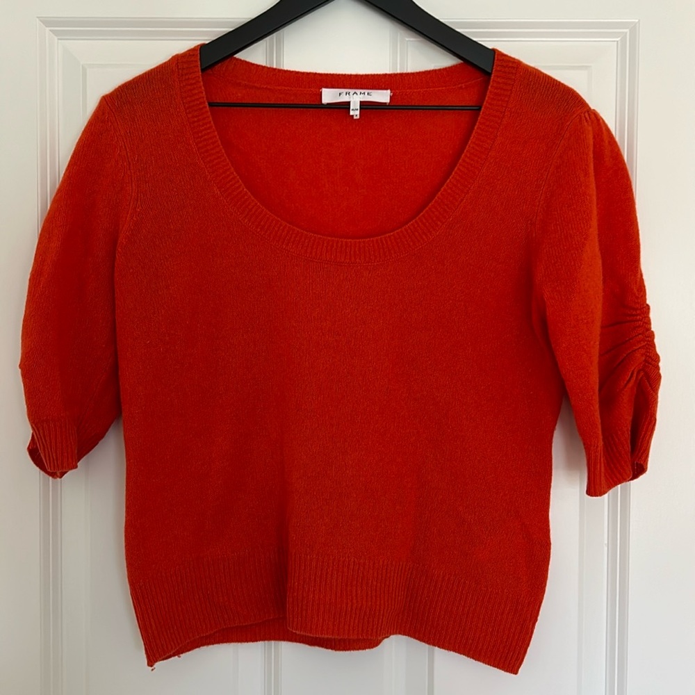 Frame Cashmere Gathered Sleeve Sweater